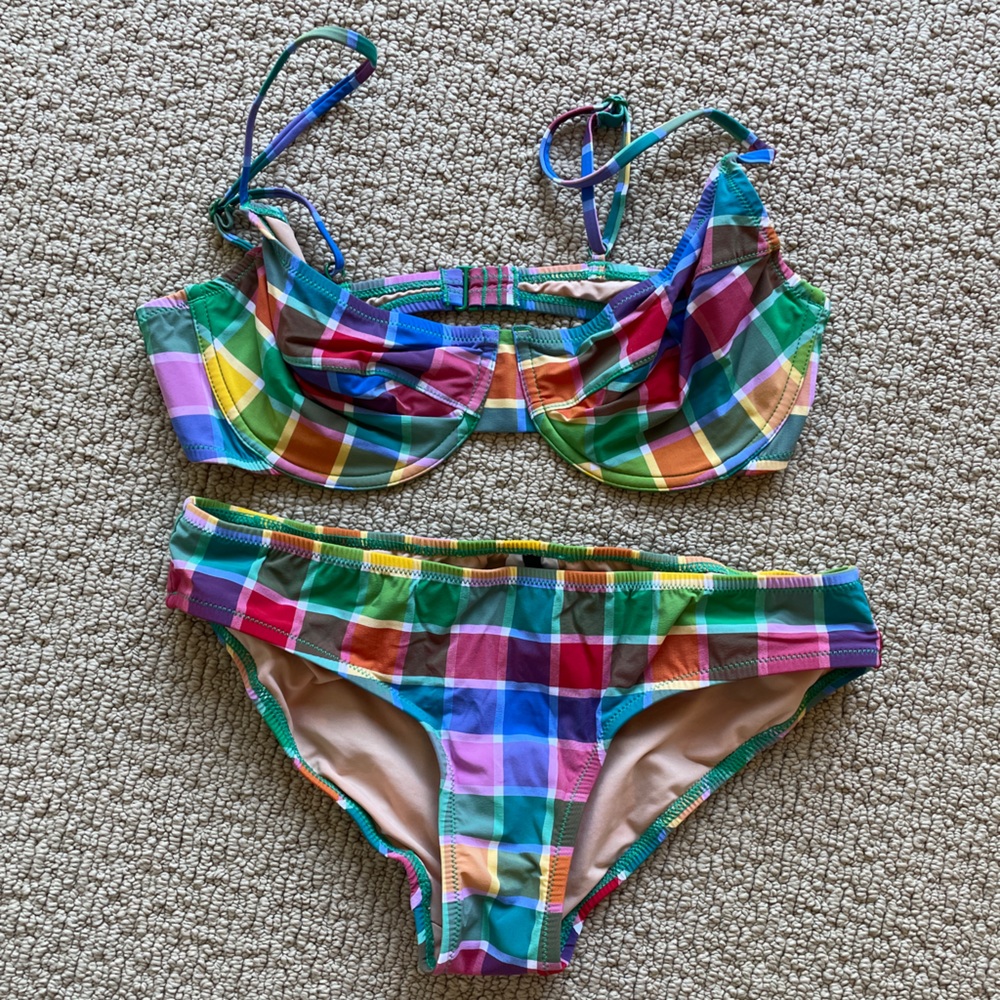 NWOT J Crew Plaid Bikini Size Small